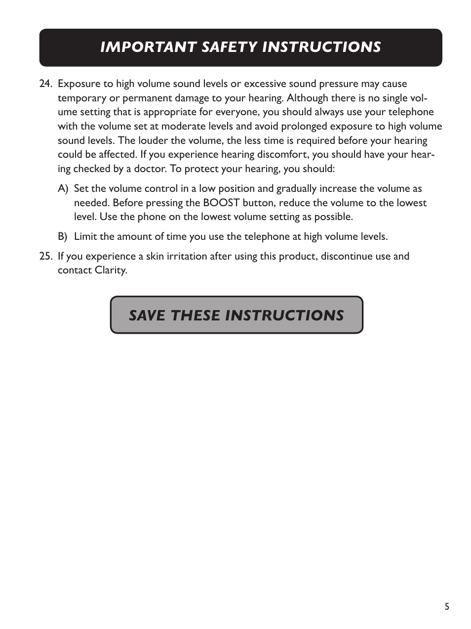 Clarity Amplified Big Button Corded Phone with Digital Answering Machine E814 User Manual | Page 5 / 64