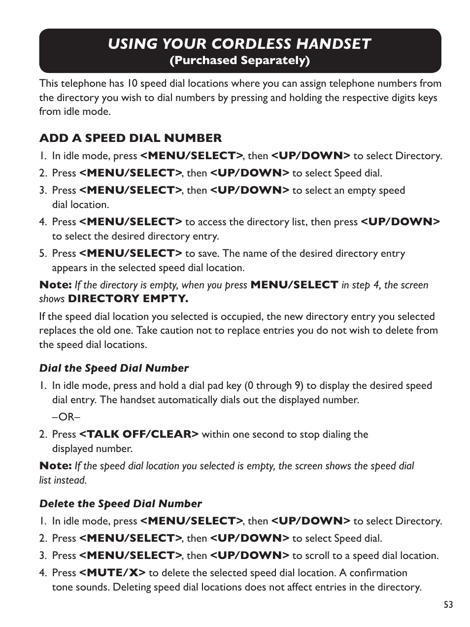 Using your cordless handset | Clarity Amplified Big Button Corded Phone with Digital Answering Machine E814 User Manual | Page 53 / 64