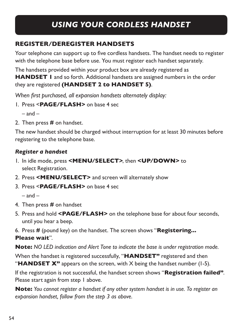 Using your cordless handset | Clarity Amplified Big Button Cordless Phone with Corded Digital Answering Machine E713CC User Manual | Page 54 / 64