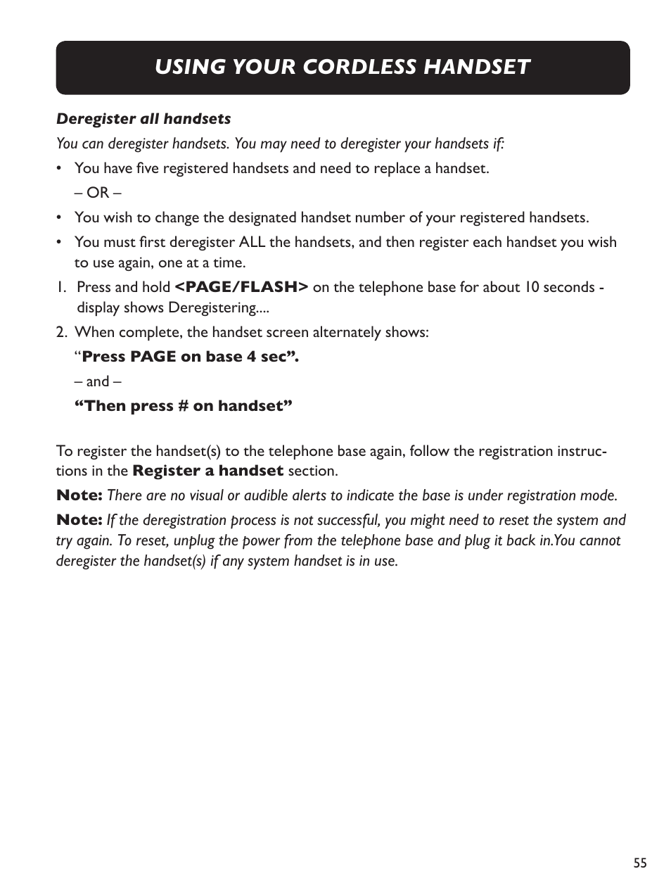 Using your cordless handset | Clarity Amplified Big Button Cordless Phone with Corded Digital Answering Machine E713CC User Manual | Page 55 / 64