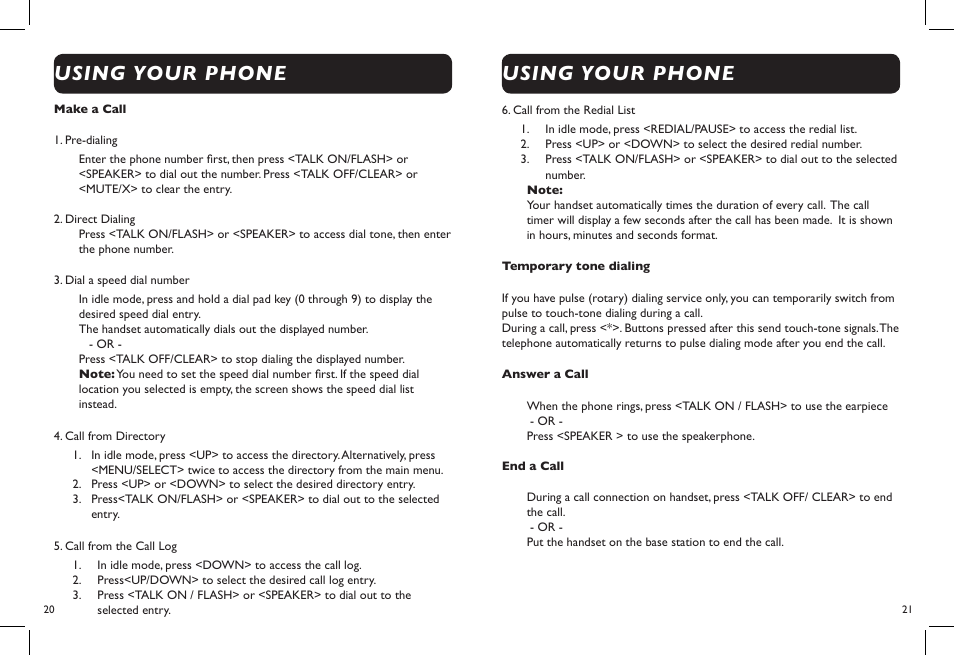 Using your phone | Clarity DECT6.0 User Manual | Page 12 / 25