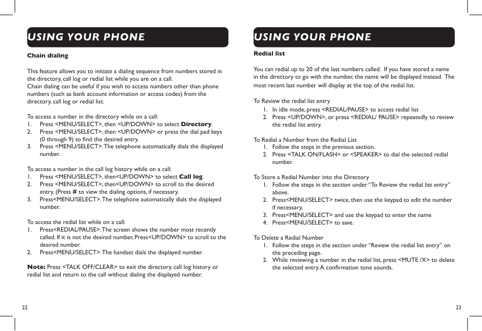 Using your phone | Clarity DECT6.0 User Manual | Page 13 / 25