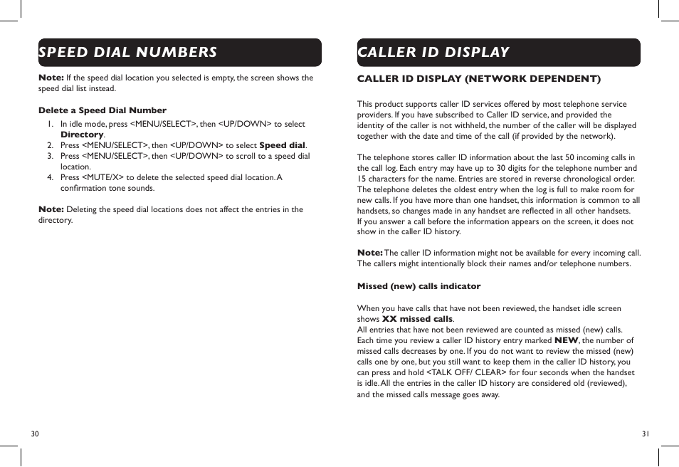 Speed dial numbers caller id display | Clarity DECT6.0 User Manual | Page 17 / 25