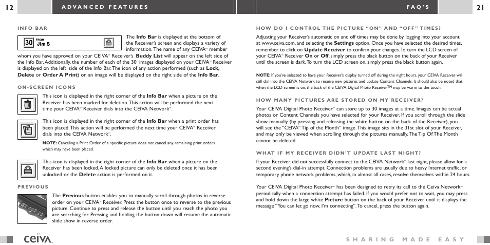 Ceiva 2 Digital Photo Receiver LF-2003 User Manual | Page 12 / 16