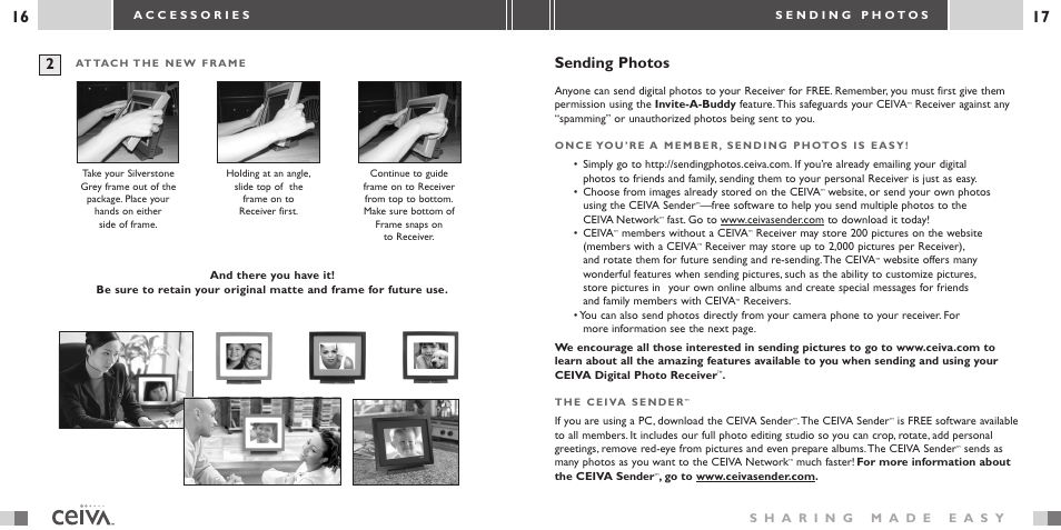 Sending photos | Ceiva 2 Digital Photo Receiver LF-2003 User Manual | Page 16 / 16