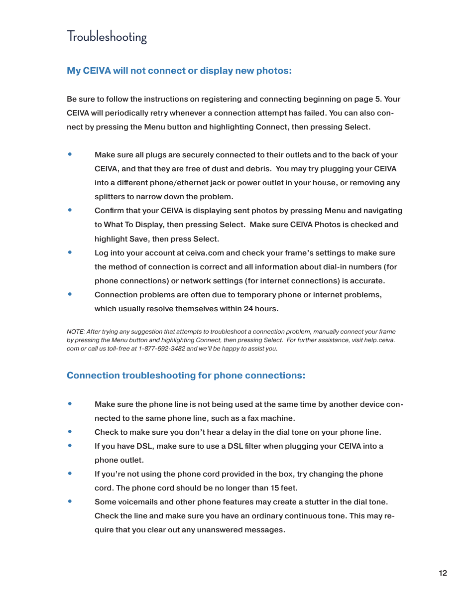Troubleshooting | Ceiva SHR508A-US User Manual | Page 12 / 22