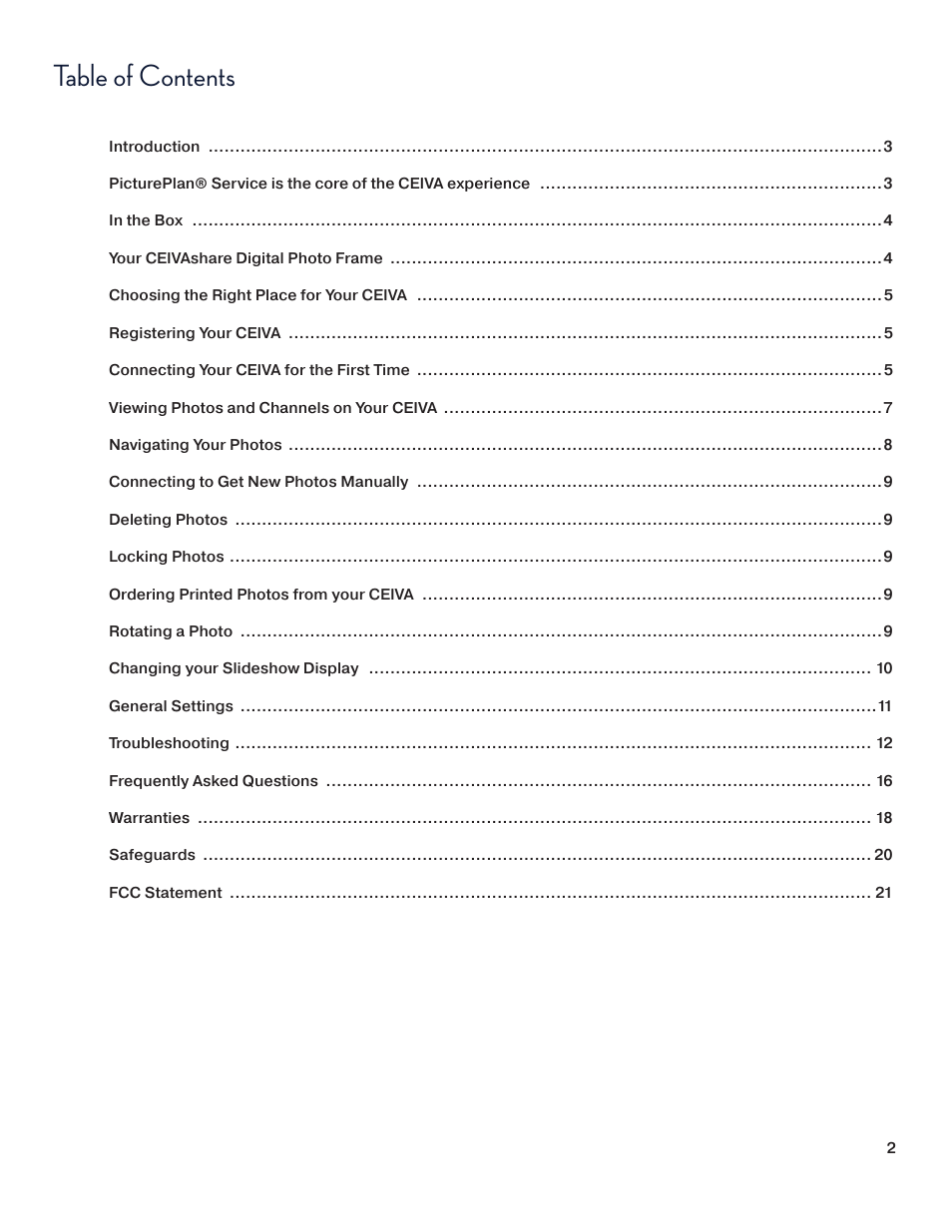 Ceiva SHR508A-US User Manual | Page 2 / 22
