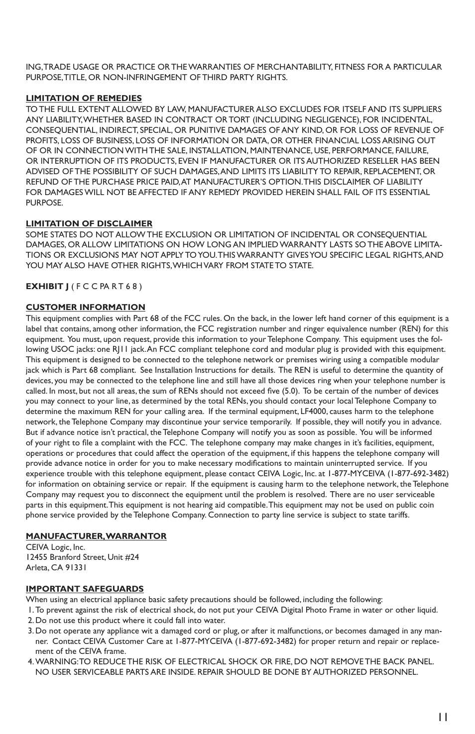 Ceiva LF4007 User Manual | Page 11 / 12