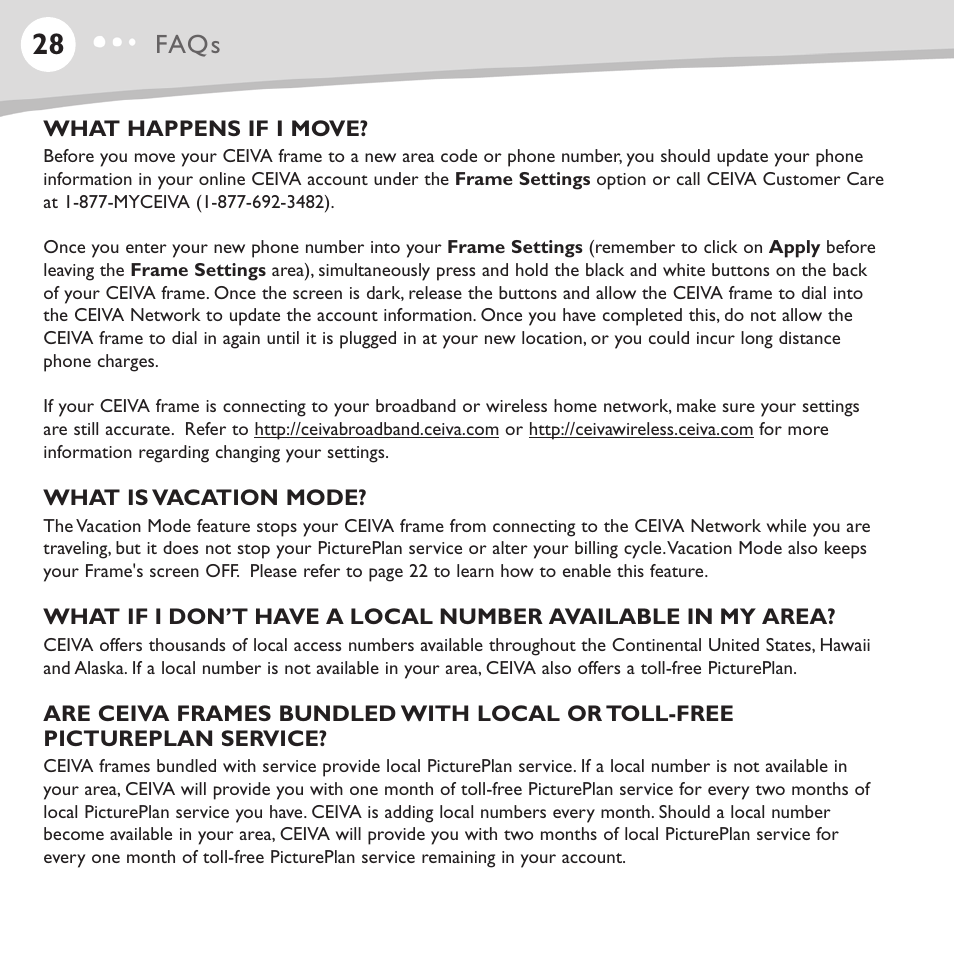 Faqs | Ceiva LF4008 User Manual | Page 29 / 37