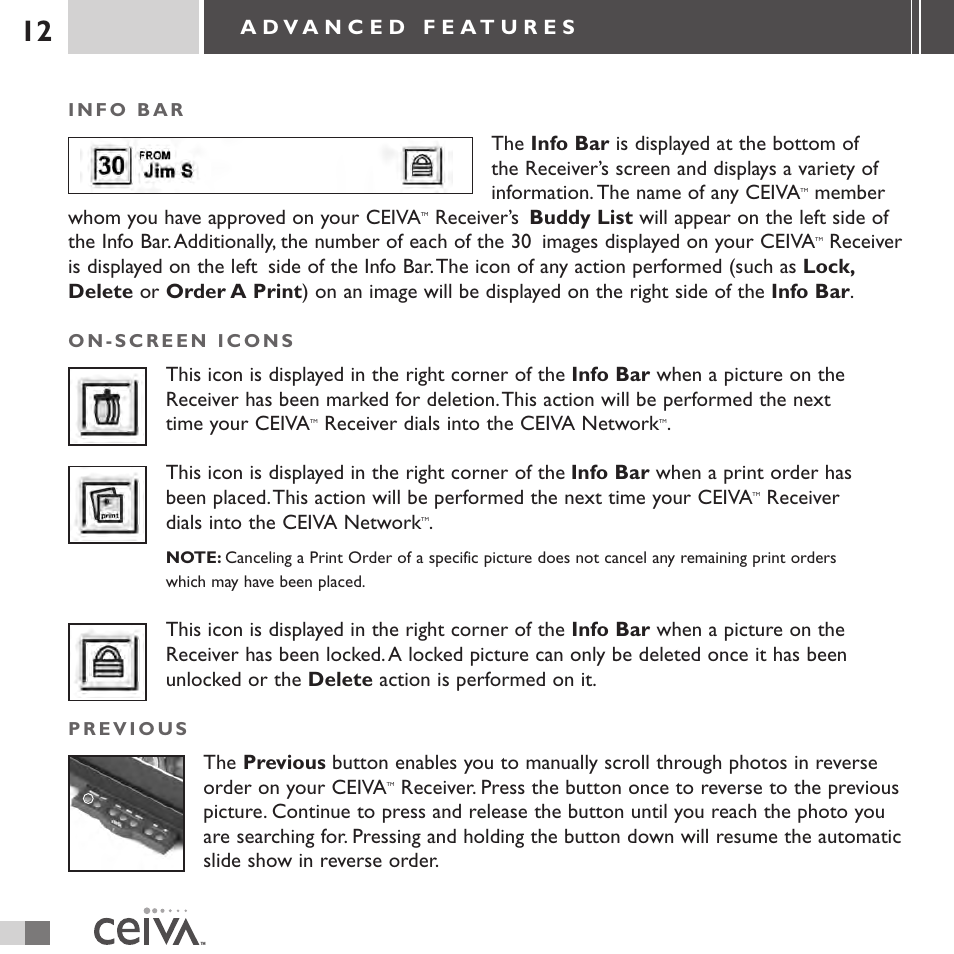 Member whom you have approved on your ceiva, Receiver dials into the ceiva network | Ceiva 3 Digital Photo Receiver LF3000 User Manual | Page 12 / 32