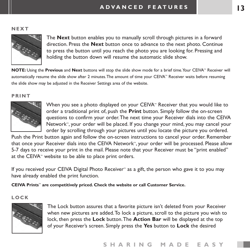 When you see a photo displayed on your ceiva | Ceiva 3 Digital Photo Receiver LF3000 User Manual | Page 13 / 32