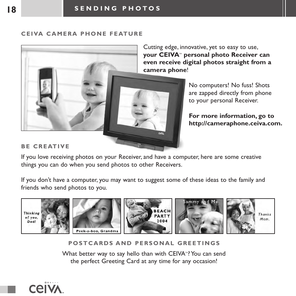 Ceiva 3 Digital Photo Receiver LF3000 User Manual | Page 18 / 32