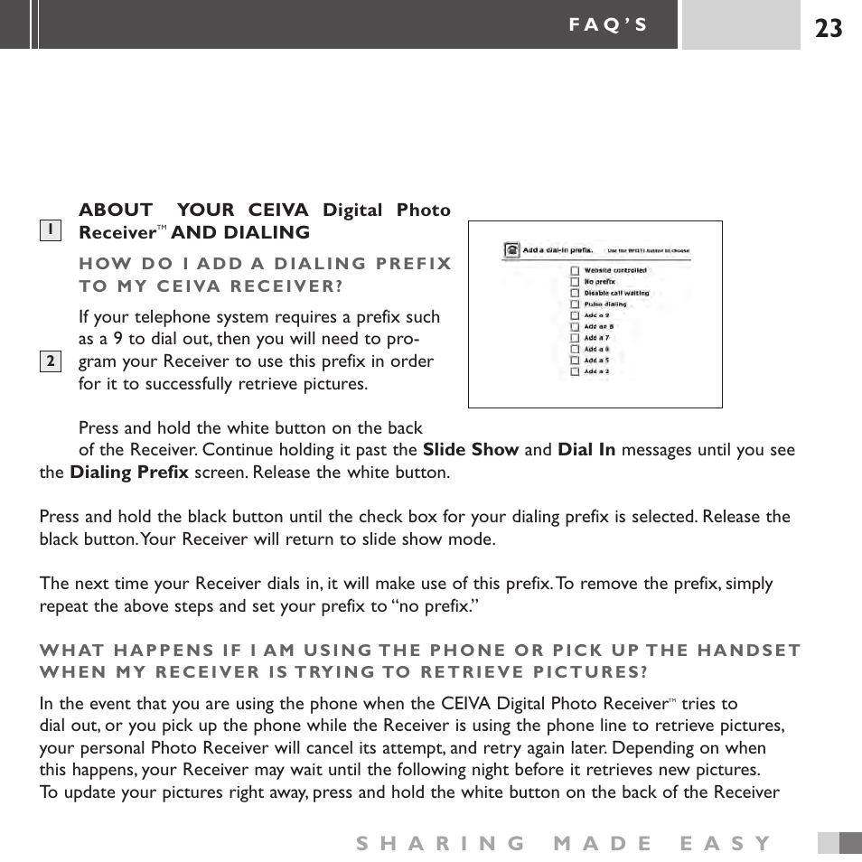 Ceiva 3 Digital Photo Receiver LF3000 User Manual | Page 23 / 32