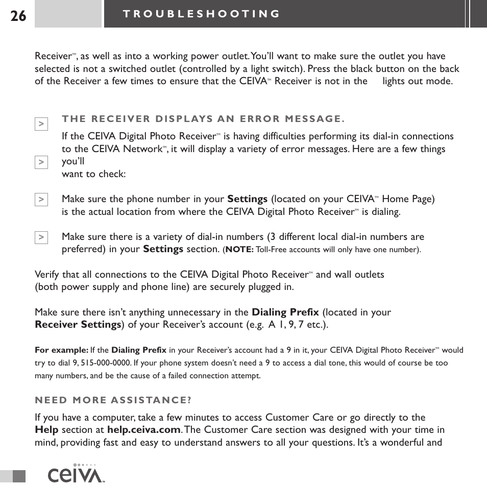 Ceiva 3 Digital Photo Receiver LF3000 User Manual | Page 26 / 32