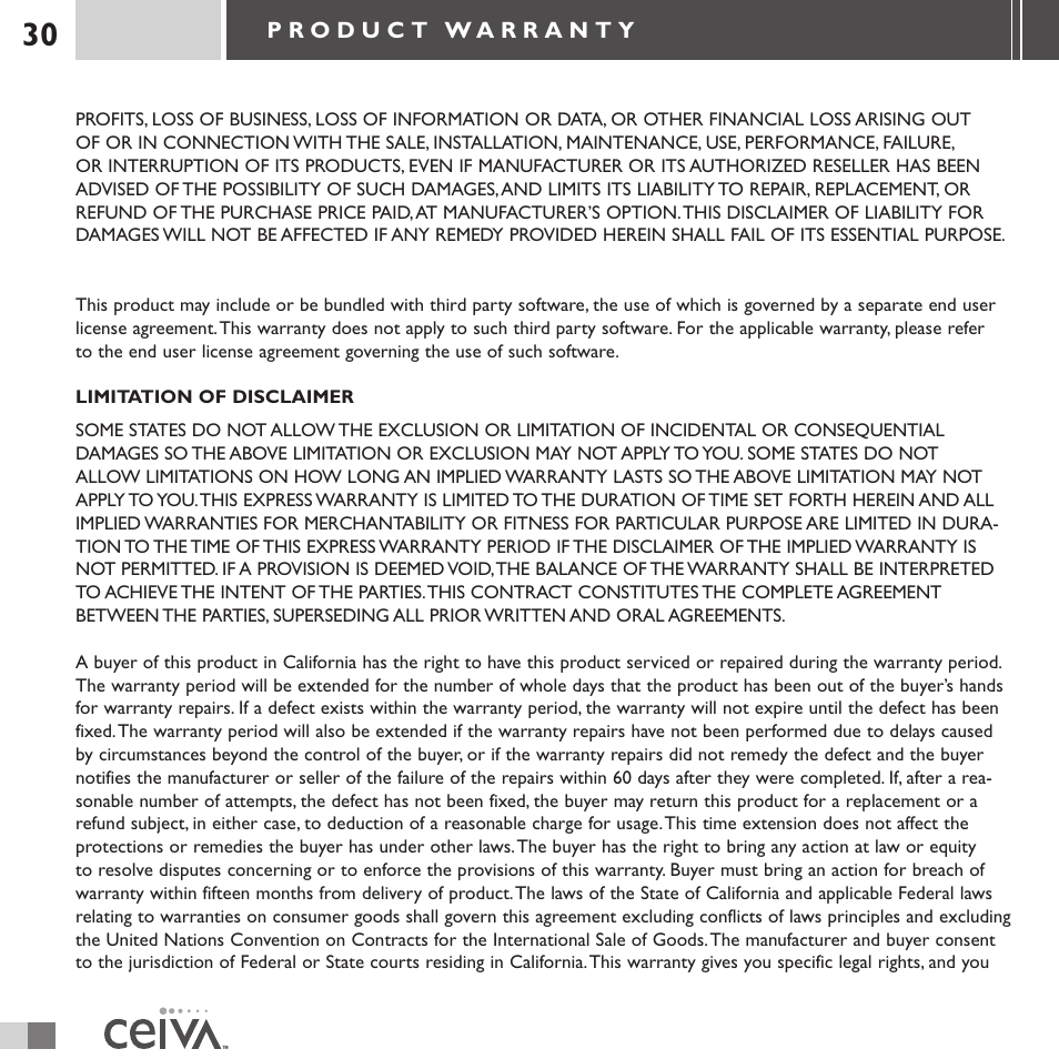 Ceiva 3 Digital Photo Receiver LF3000 User Manual | Page 30 / 32