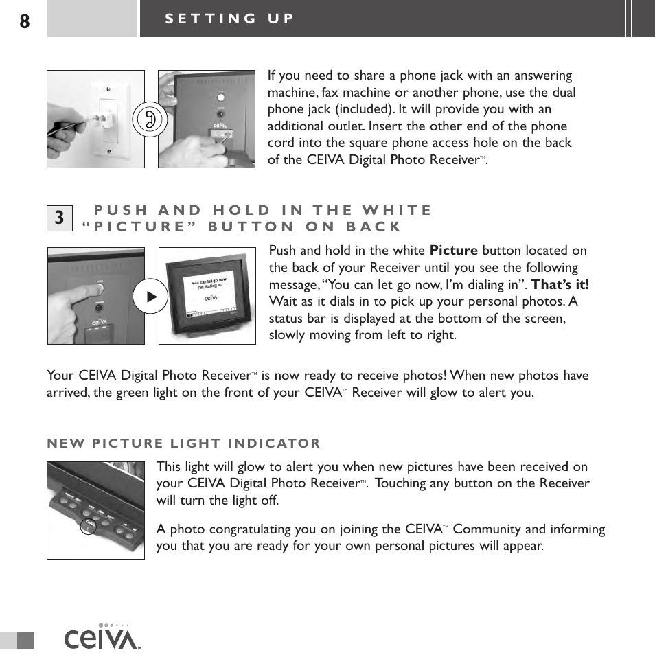 Ceiva 3 Digital Photo Receiver LF3000 User Manual | Page 8 / 32