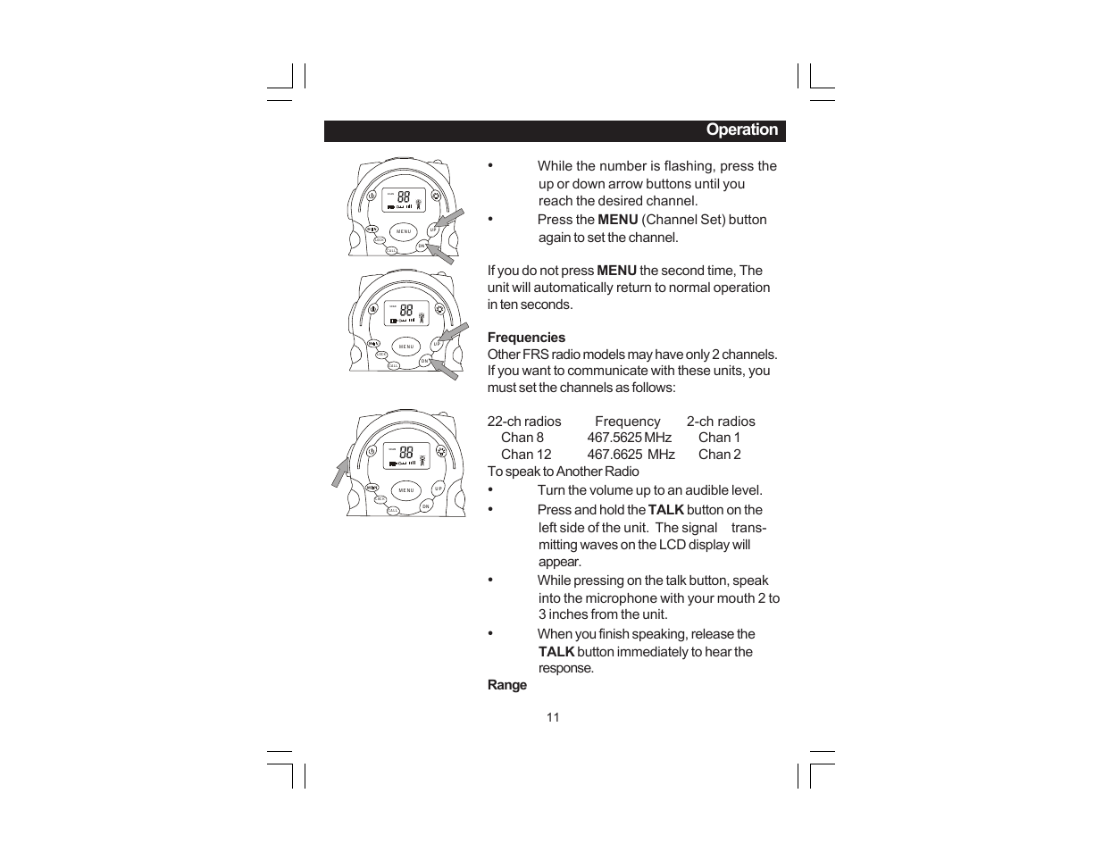 Operation | Columbian FRS22SPR User Manual | Page 11 / 20