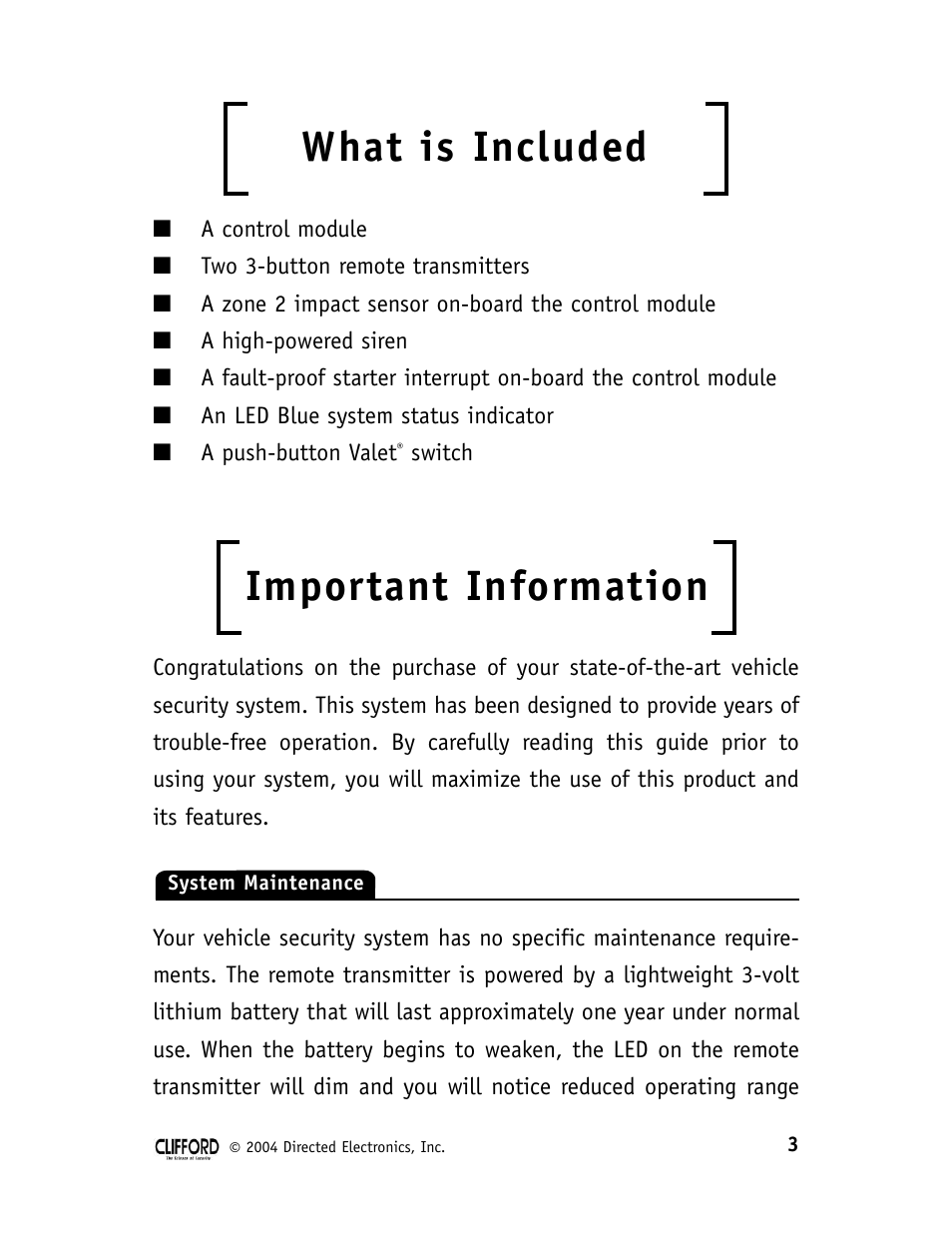 What is included, Important information | Directed Electronics 76XV User Manual | Page 9 / 28
