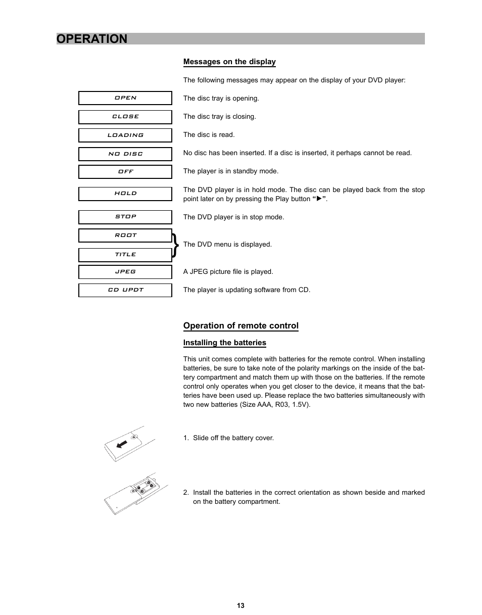 Operation | CyberHome Entertainment CH-DVD 635S User Manual | Page 12 / 69