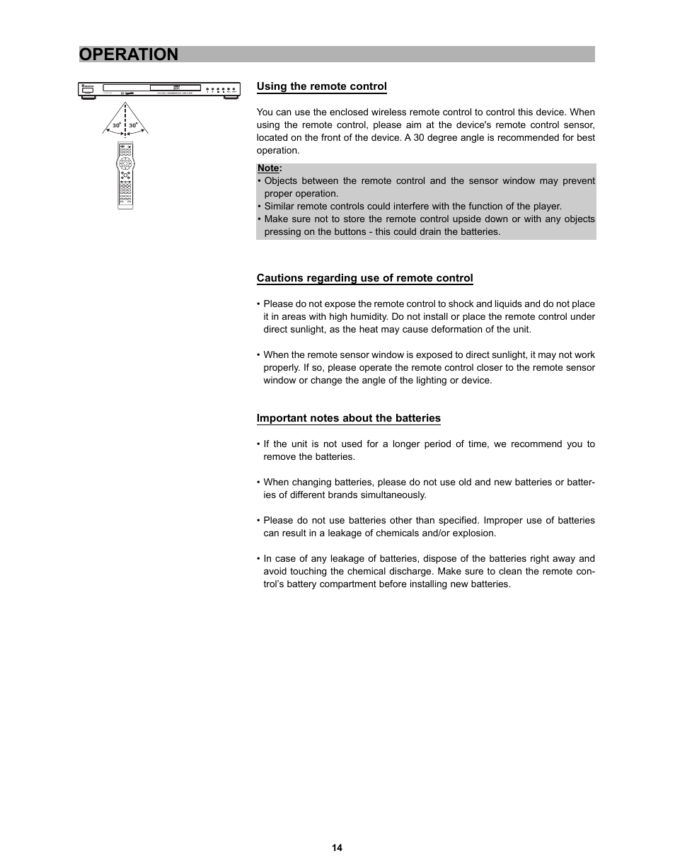 Operation | CyberHome Entertainment CH-DVD 635S User Manual | Page 13 / 69