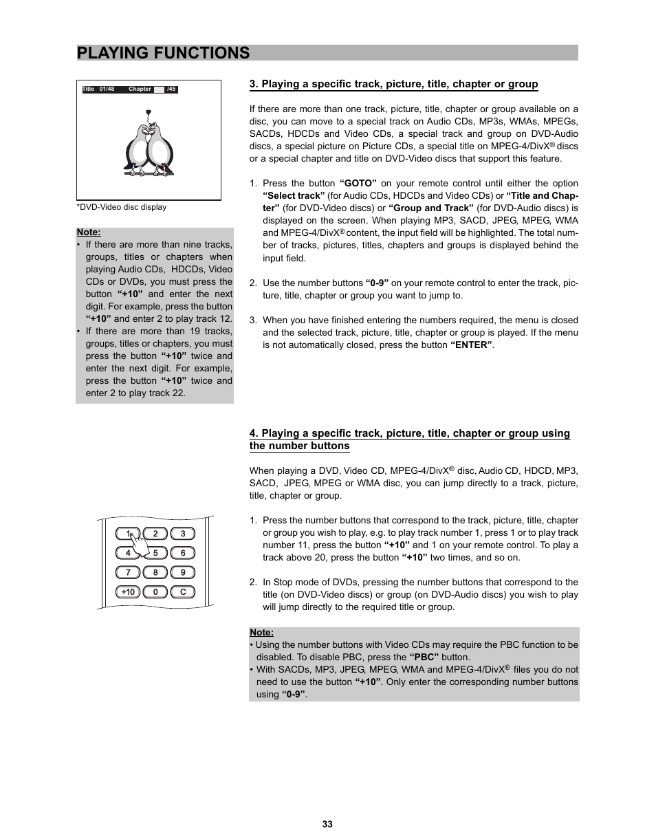 Playing functions | CyberHome Entertainment CH-DVD 635S User Manual | Page 32 / 69