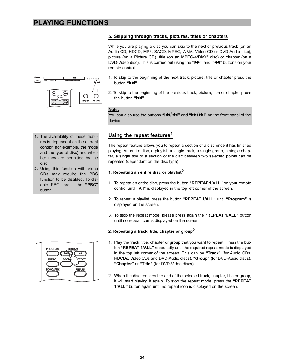 Playing functions | CyberHome Entertainment CH-DVD 635S User Manual | Page 33 / 69