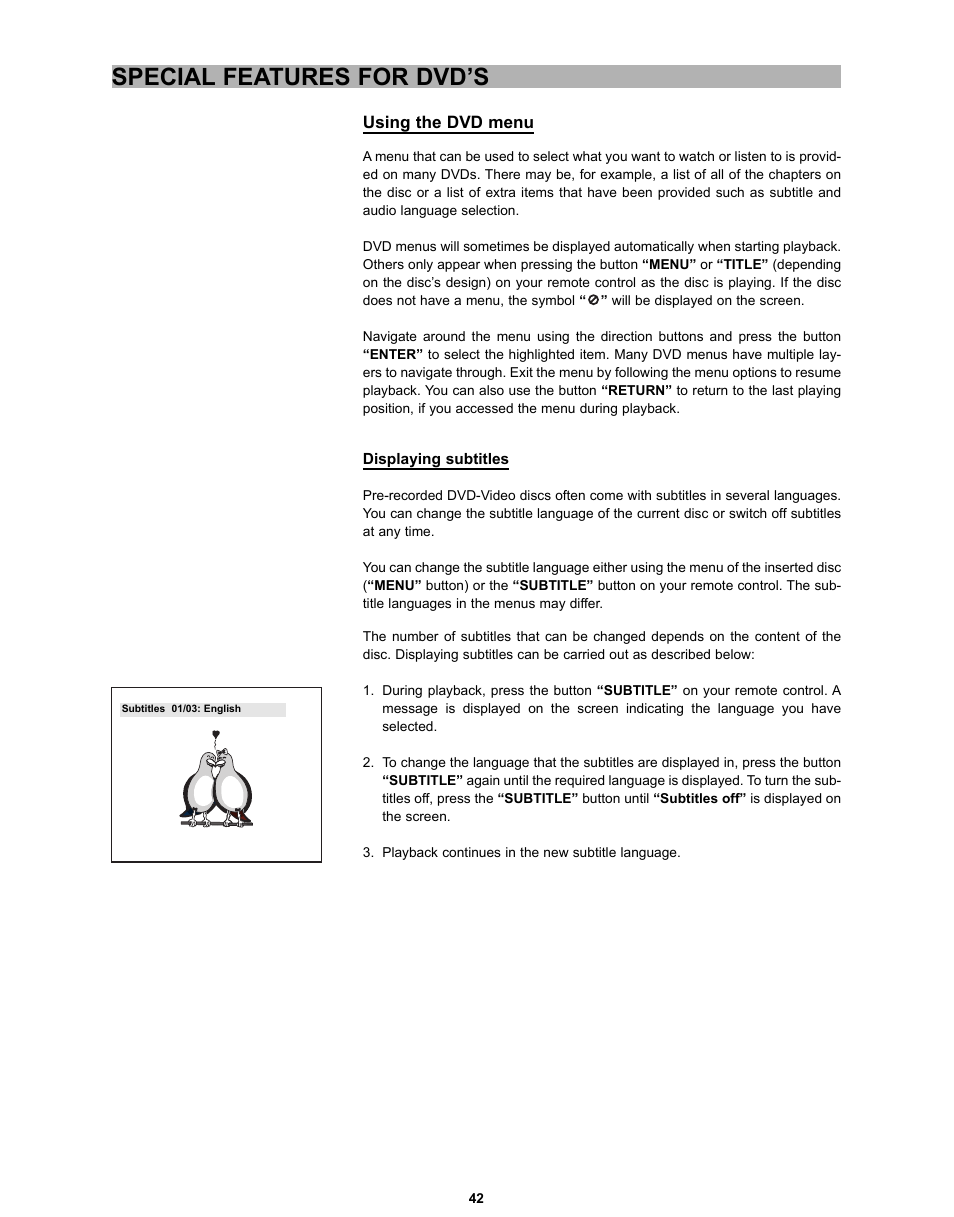 Special features for dvd’s | CyberHome Entertainment CH-DVD 635S User Manual | Page 41 / 69