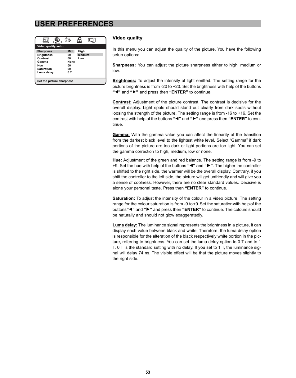 User preferences | CyberHome Entertainment CH-DVD 635S User Manual | Page 52 / 69