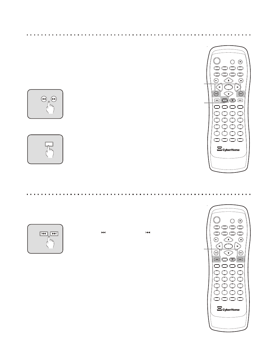 Fast forward or reverse scanning, Slow motion scanning, The next and previous track buttons | CyberHome Entertainment CH-RDV 2000 User Manual | Page 20 / 46
