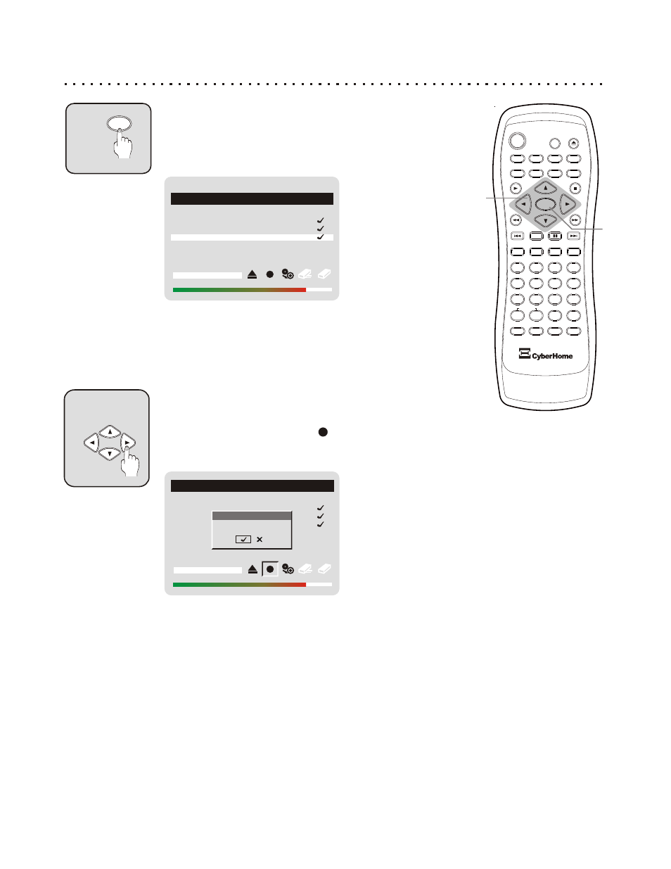 Selecting and copying files (cont’d), Select the files or tracks to copy, Begin the copy operation | CyberHome Entertainment CH-RDV 2000 User Manual | Page 34 / 46