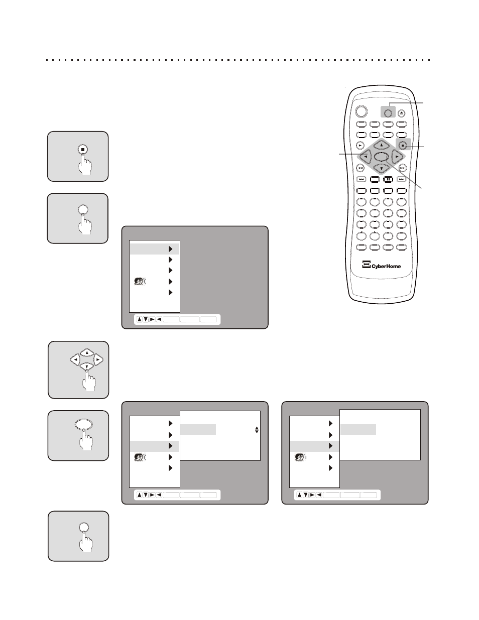 Using the on-screen setup menu | CyberHome Entertainment CH-RDV 2000 User Manual | Page 37 / 46