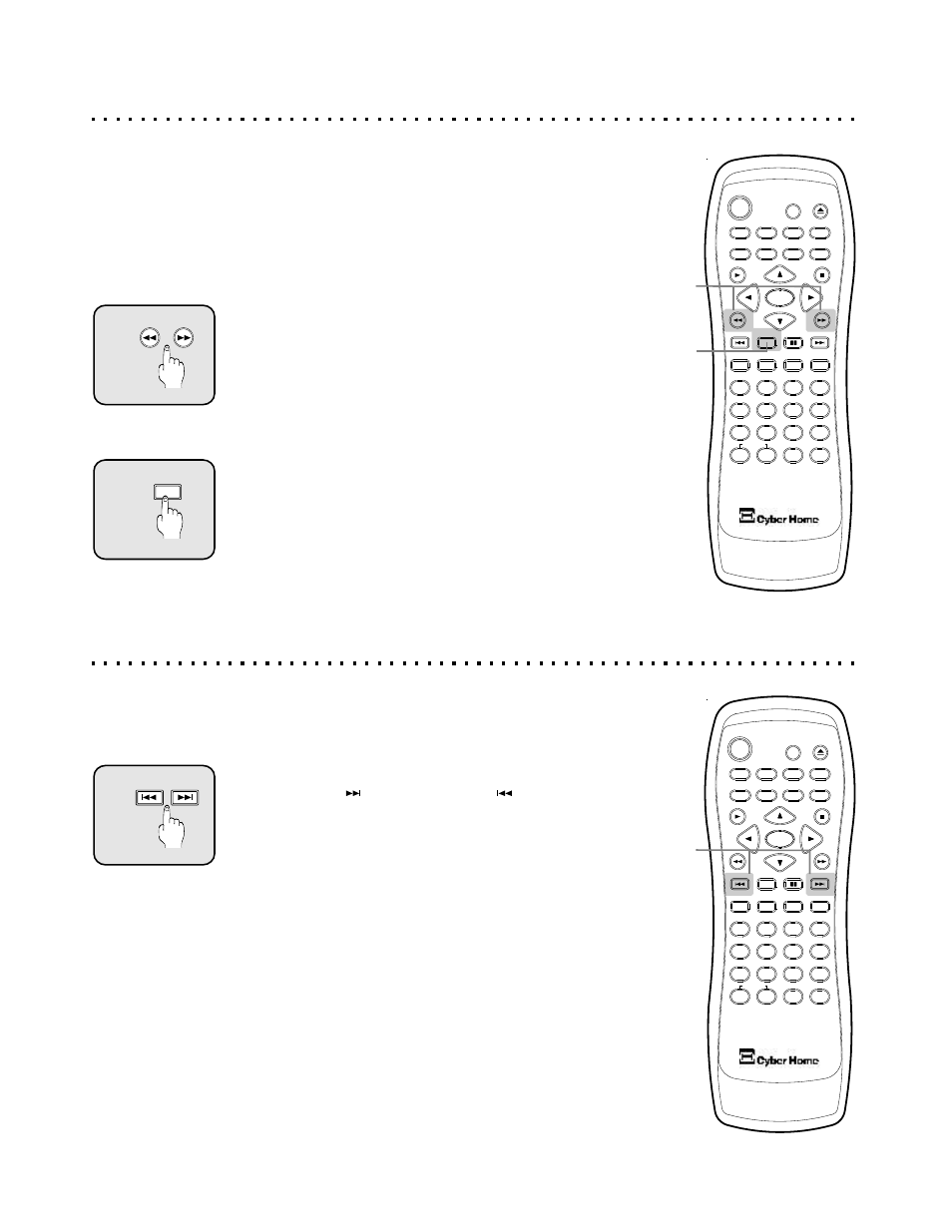 Fast forward or reverse scanning, Slow motion scanning, The next and previous track buttons | CyberHome Entertainment Cyber Home CH-DVD500 User Manual | Page 19 / 38