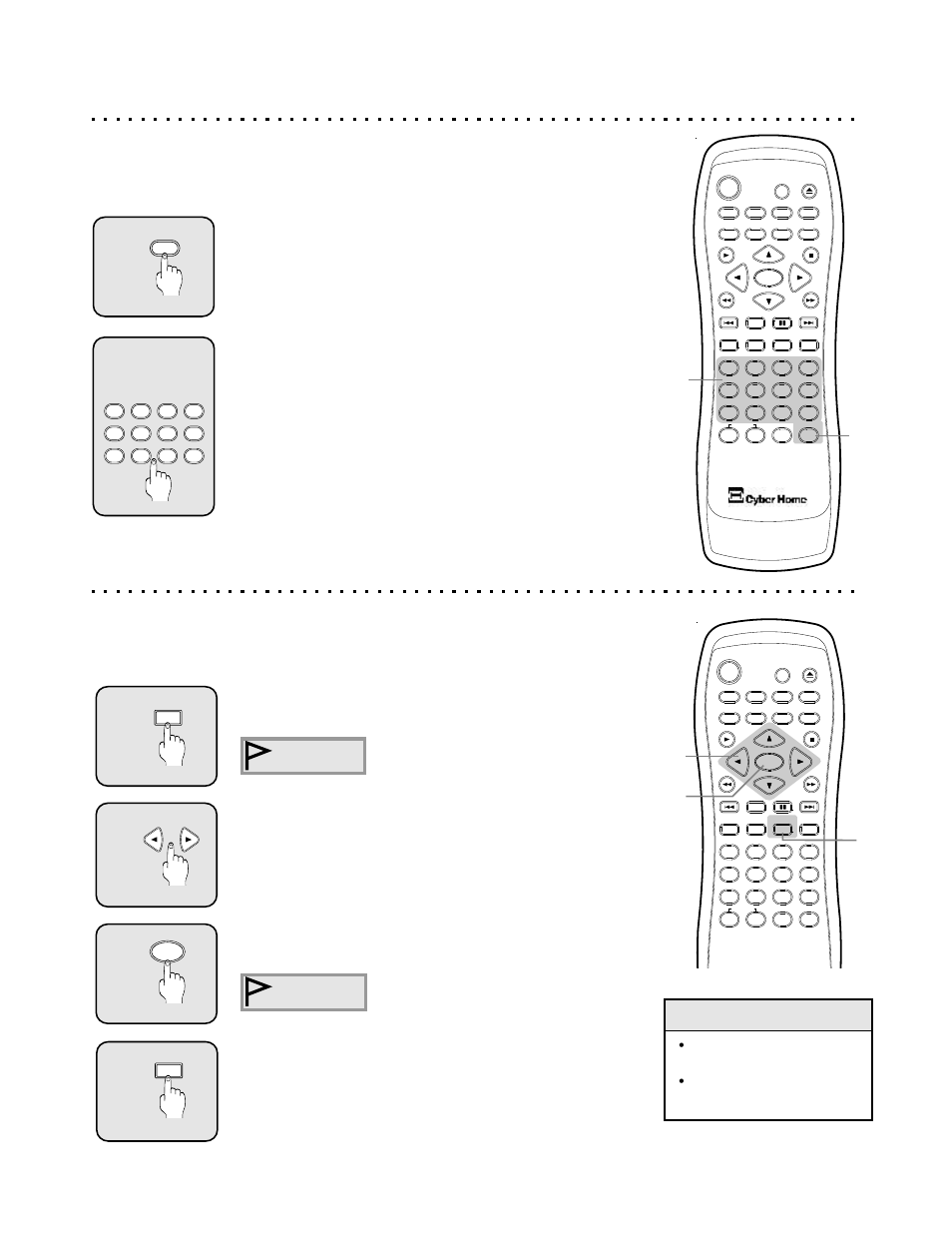 Saving locations for quick play with bookmarks, Quick tips, See a preview of chapters on vcd discs using intro | Select the intro button, Jump to a track with the number keys, Press the bookmark button, Select the location to store the bookmark, Press enter to save the bookmark location, Press bookmark to exit the bookmark menu | CyberHome Entertainment Cyber Home CH-DVD500 User Manual | Page 21 / 38