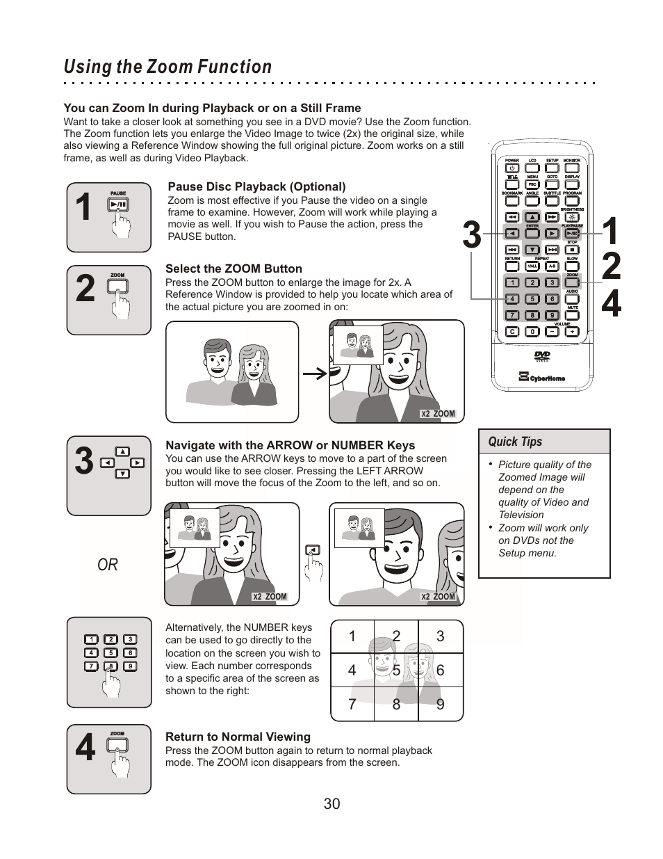 Using the zoom function | CyberHome Entertainment Cyber Home CHLDV712 User Manual | Page 31 / 49