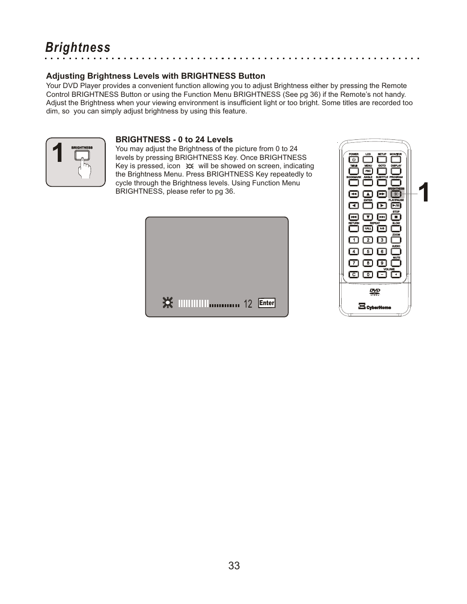 Brightness | CyberHome Entertainment Cyber Home CHLDV712 User Manual | Page 34 / 49