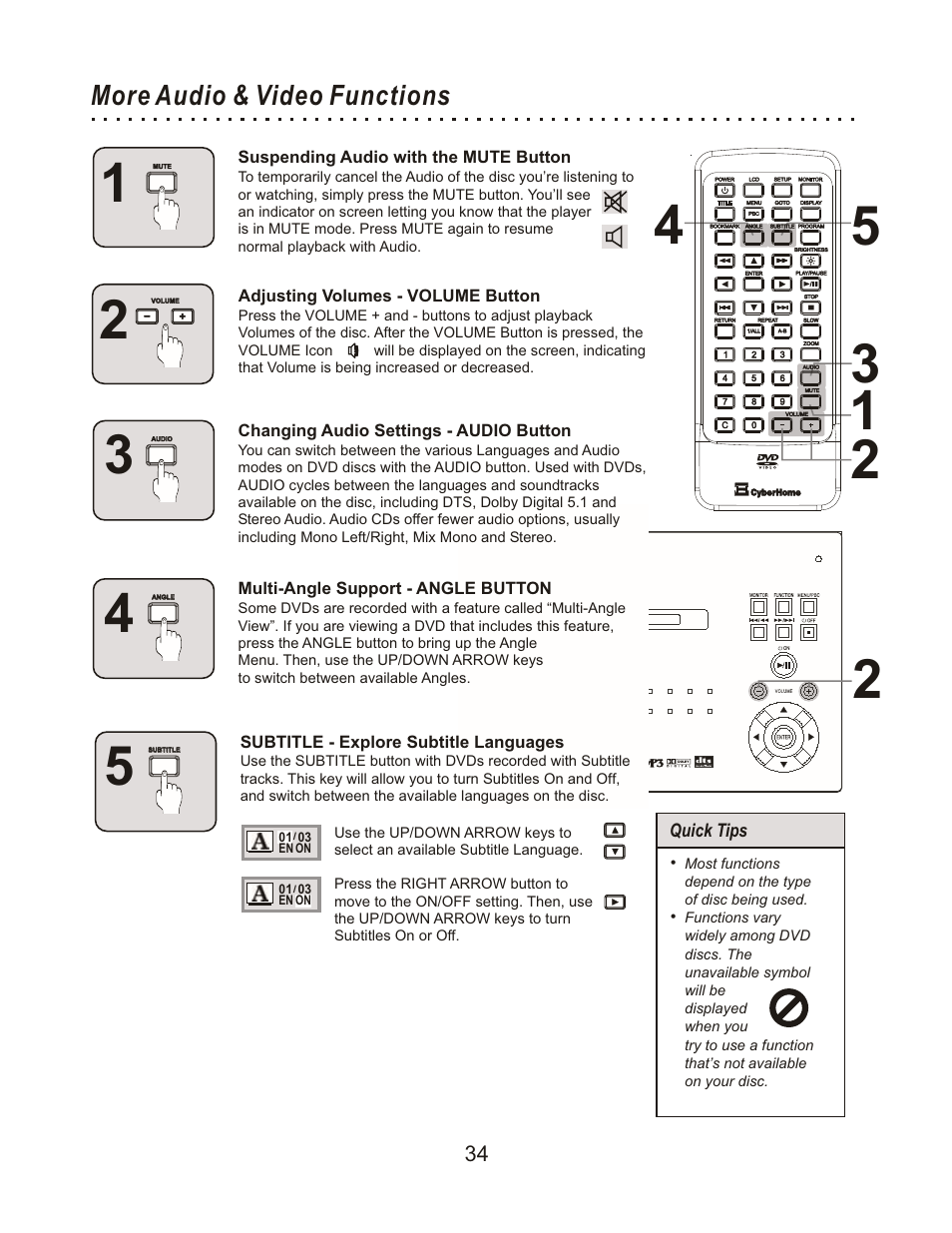 More audio & video functions | CyberHome Entertainment Cyber Home CHLDV712 User Manual | Page 35 / 49