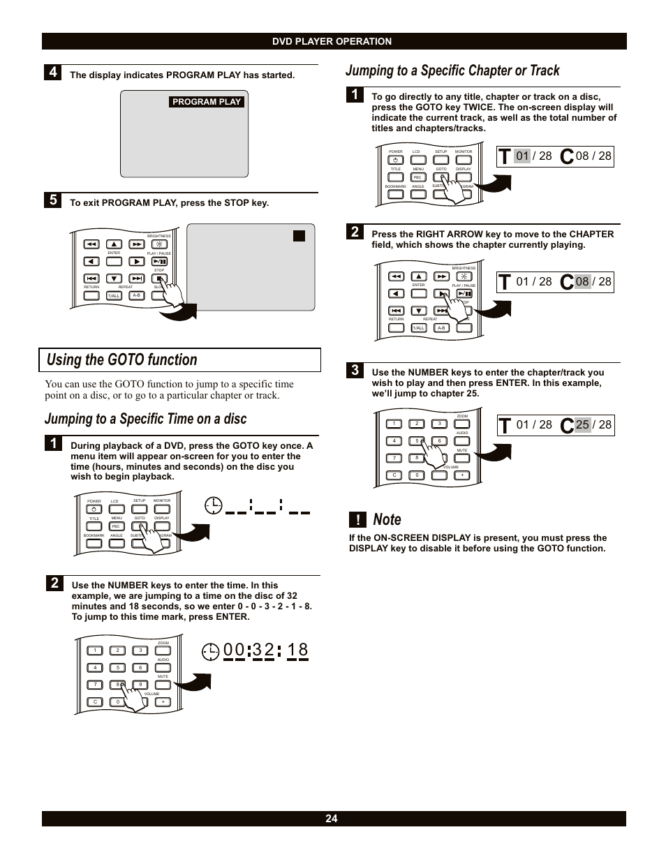 Using the goto function, Jumping to a specific time on a disc, Jumping to a specific chapter or track | CyberHome Entertainment Cyber Home CH-LDV700B User Manual | Page 24 / 35
