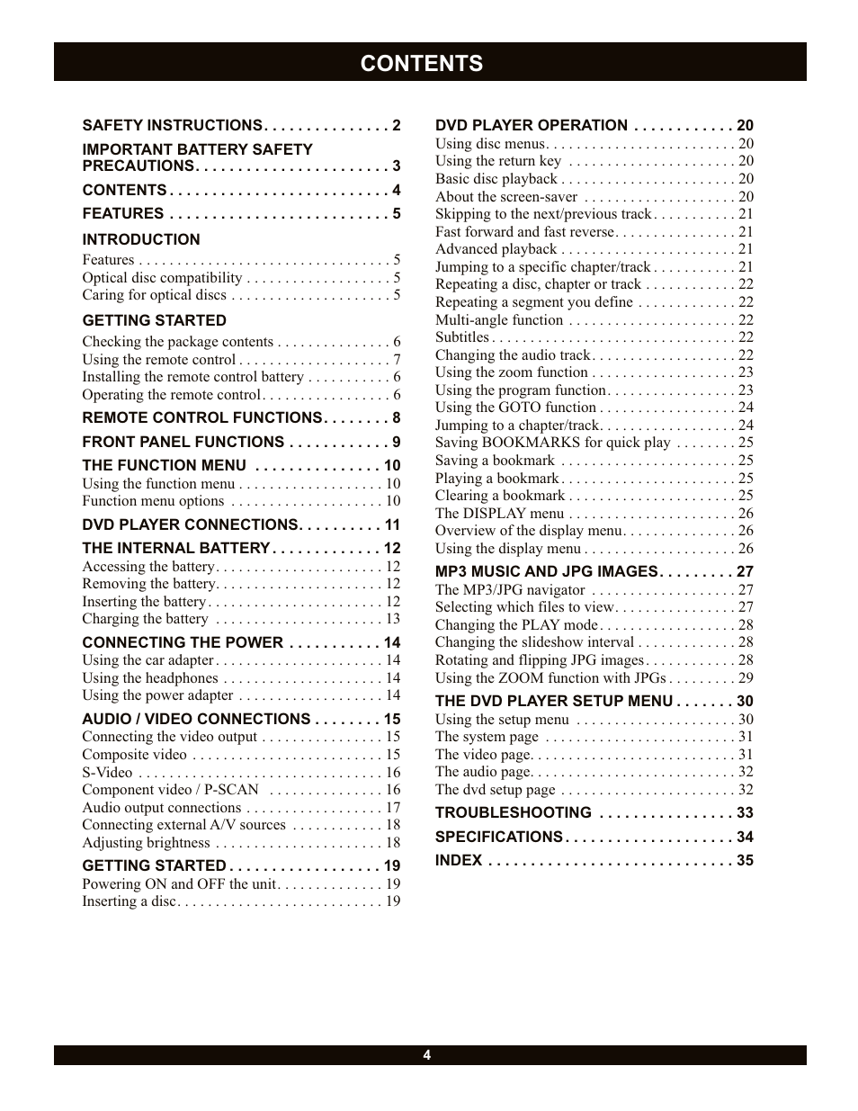 CyberHome Entertainment Cyber Home CH-LDV700B User Manual | Page 4 / 35