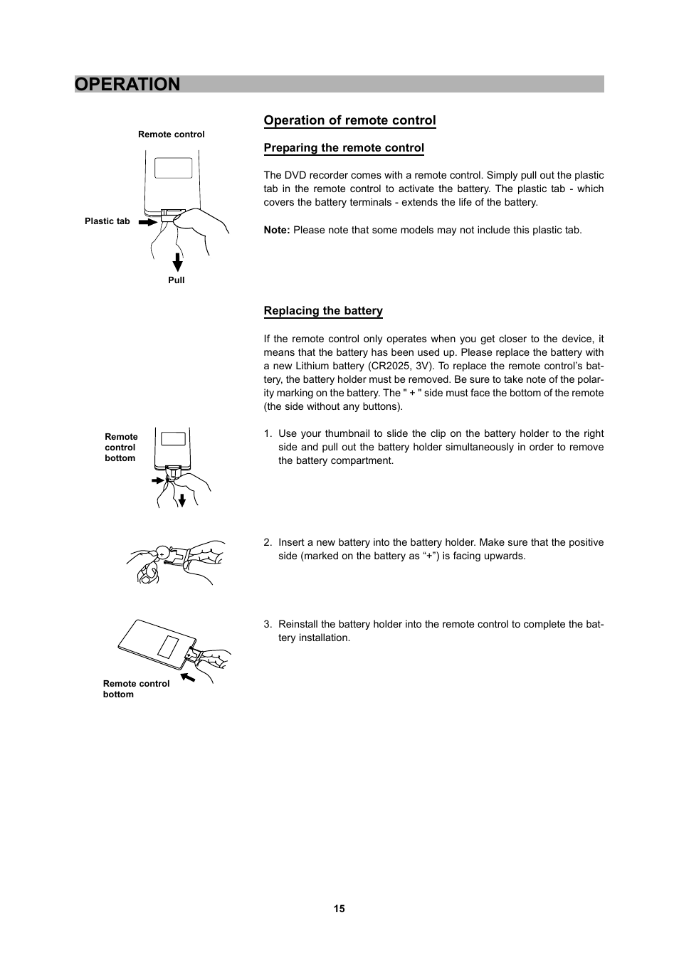 Operation, Operation of remote control | CyberHome Entertainment 1600 User Manual | Page 14 / 83