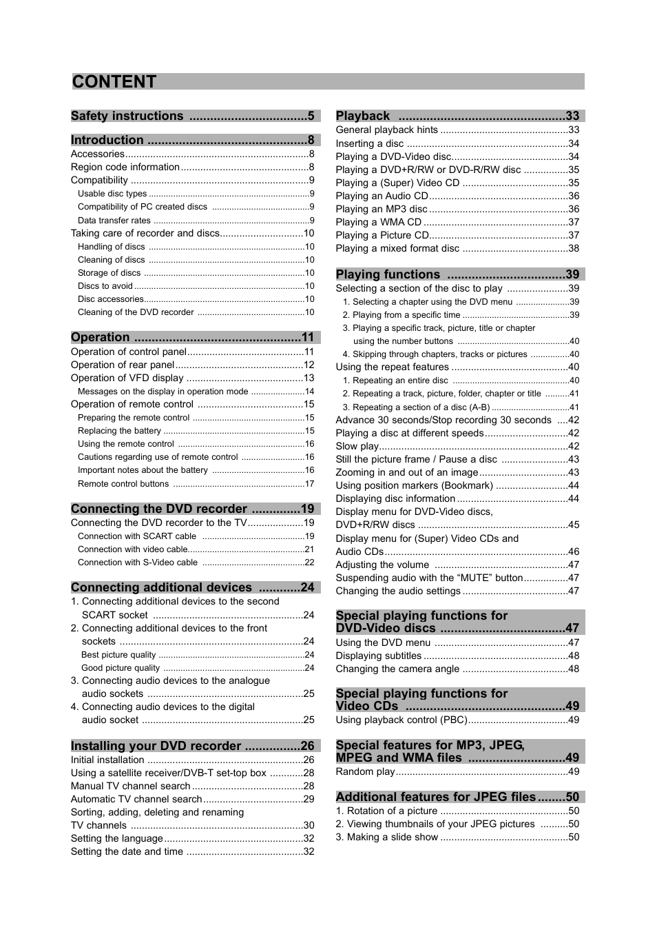Content | CyberHome Entertainment 1600 User Manual | Page 2 / 83