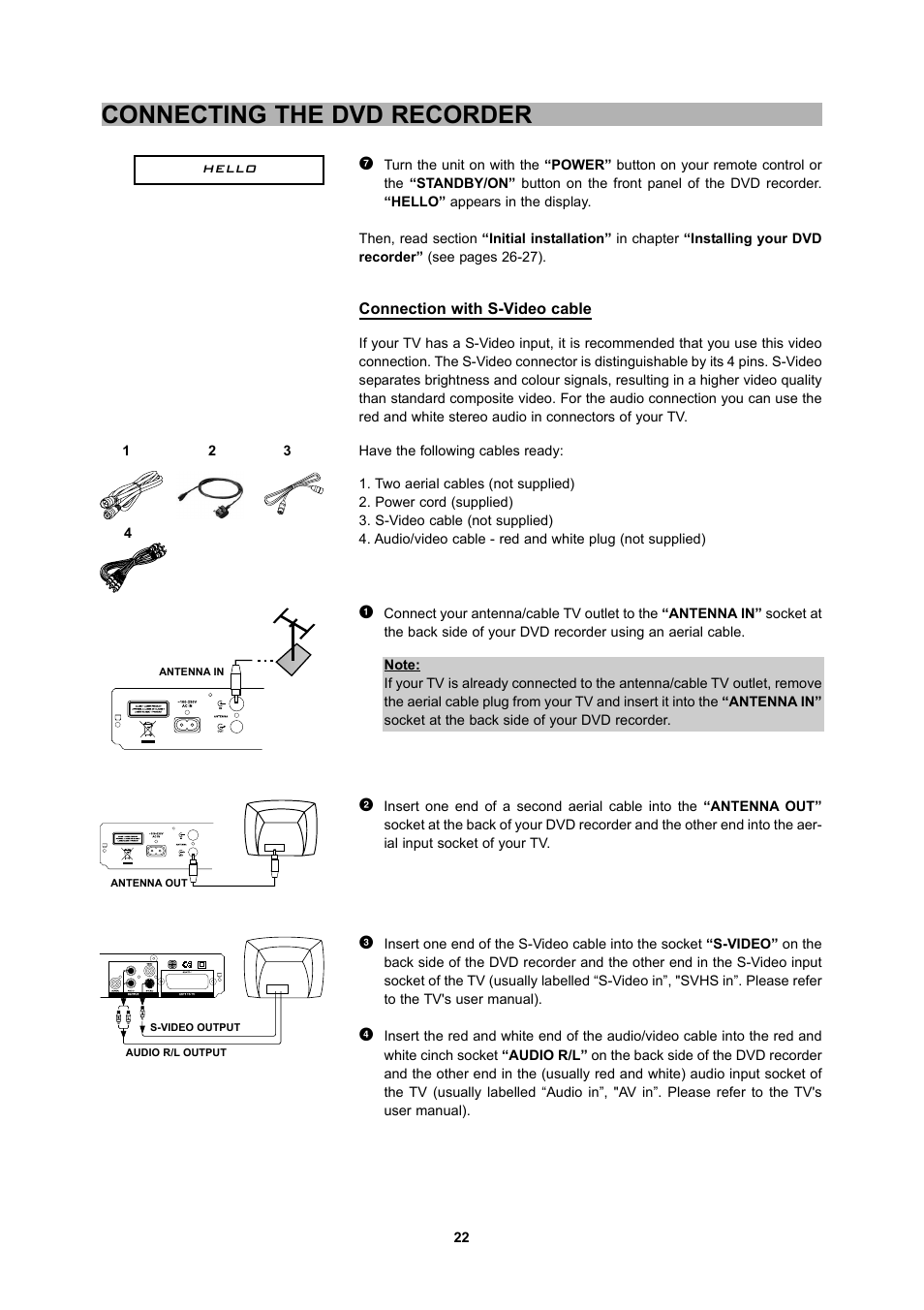 Connecting the dvd recorder | CyberHome Entertainment 1600 User Manual | Page 21 / 83