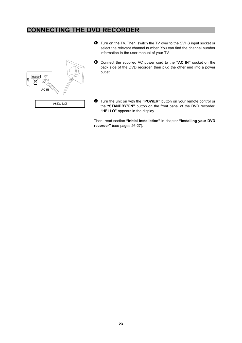 Connecting the dvd recorder | CyberHome Entertainment 1600 User Manual | Page 22 / 83