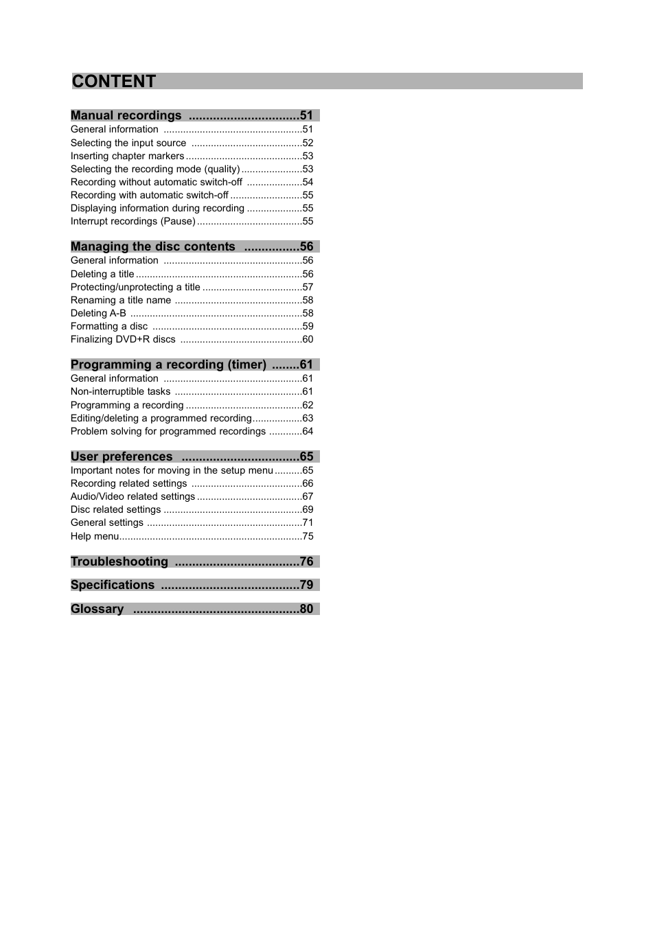 Content | CyberHome Entertainment 1600 User Manual | Page 3 / 83