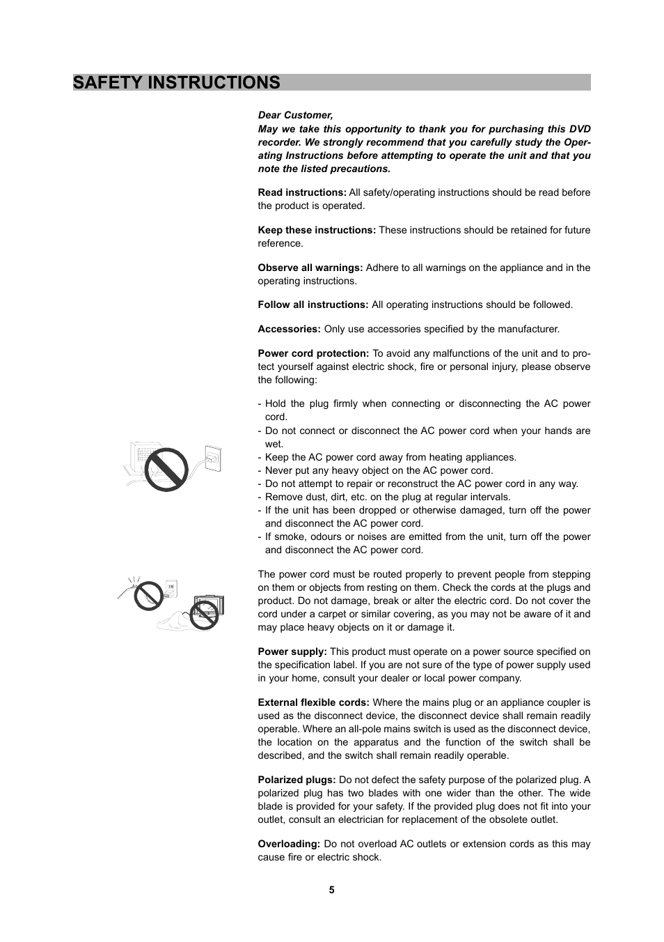 Safety instructions | CyberHome Entertainment 1600 User Manual | Page 4 / 83