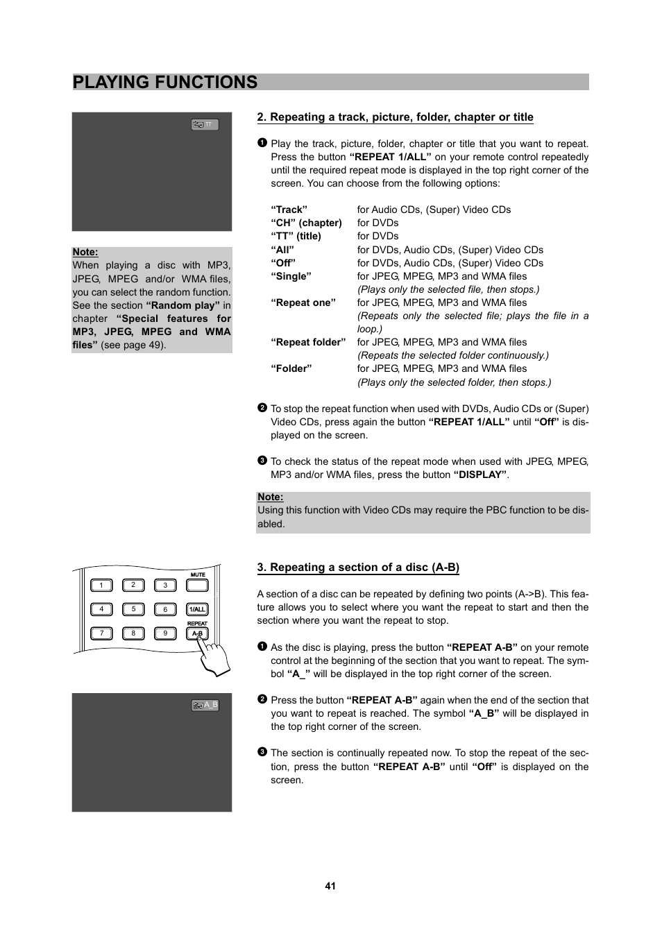 Playing functions | CyberHome Entertainment 1600 User Manual | Page 40 / 83