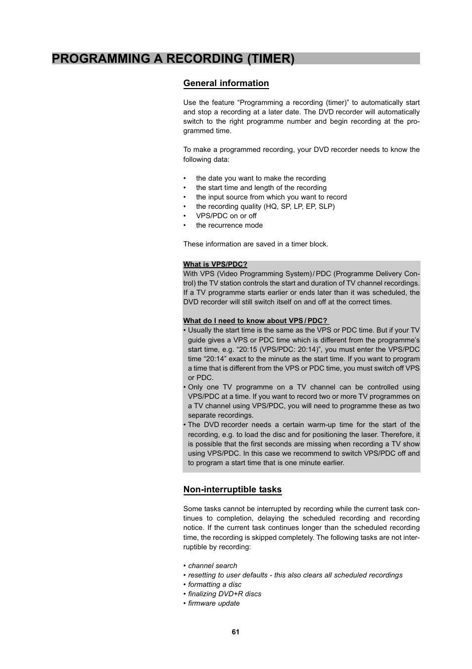 Programming a recording (timer) | CyberHome Entertainment 1600 User Manual | Page 60 / 83