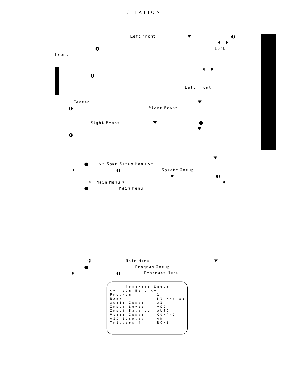 Program setup, System confi guration | Citation Stereo Receiver User Manual | Page 37 / 72