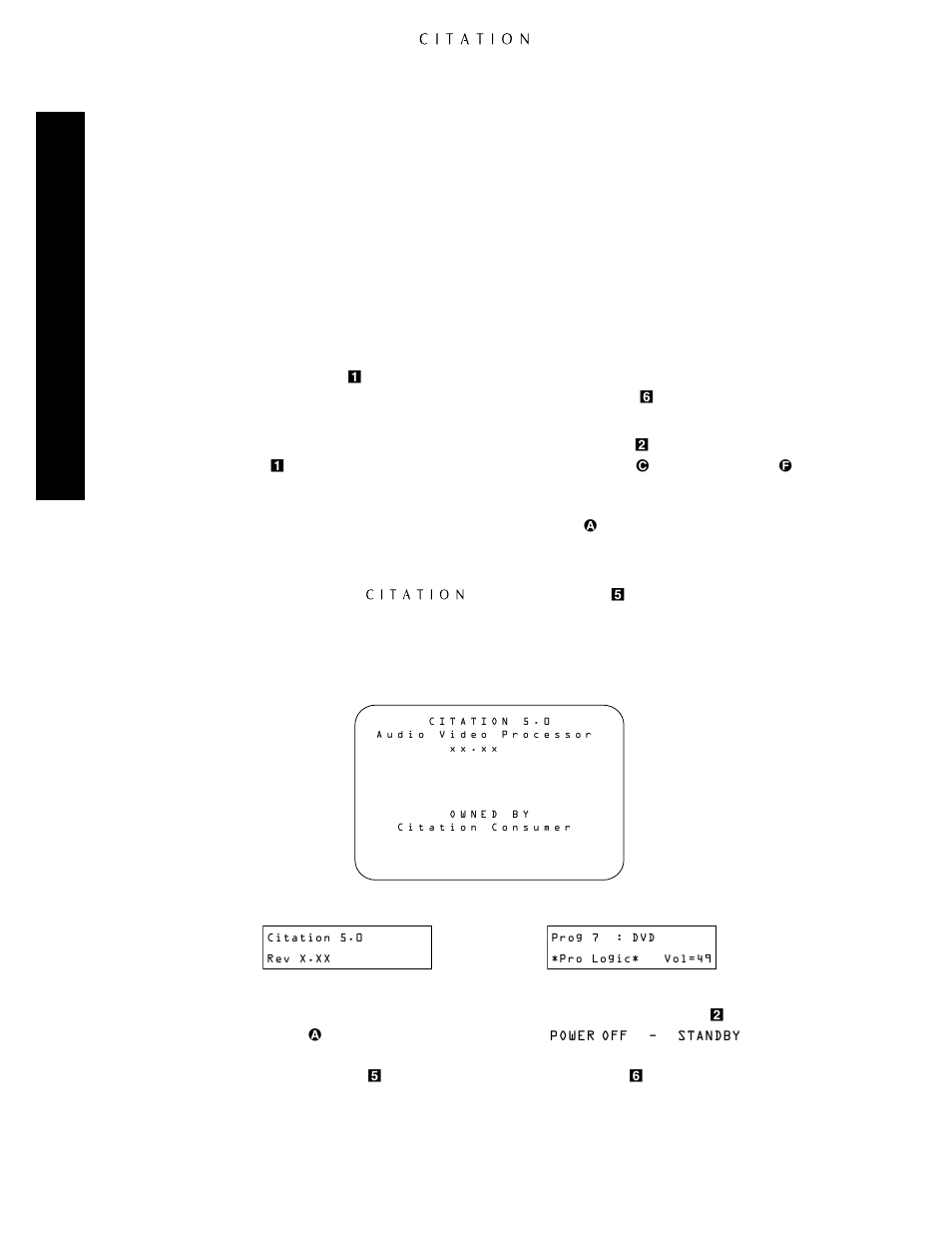 Operating the citation 5.0, Turning on and off | Citation Stereo Receiver User Manual | Page 44 / 72