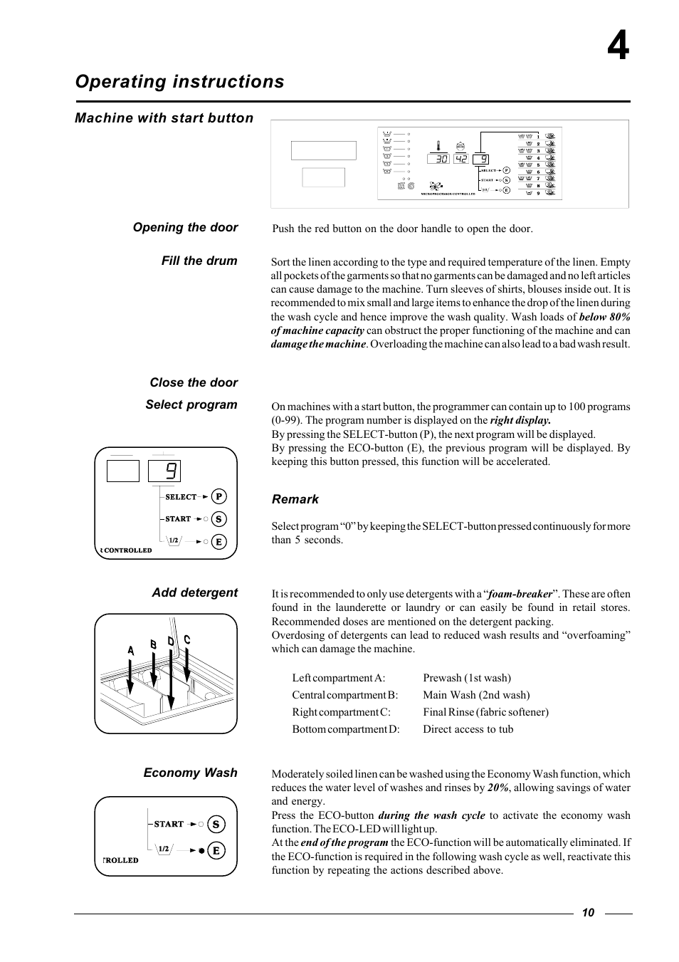 Operating instructions | Cissell HF 234 User Manual | Page 10 / 22