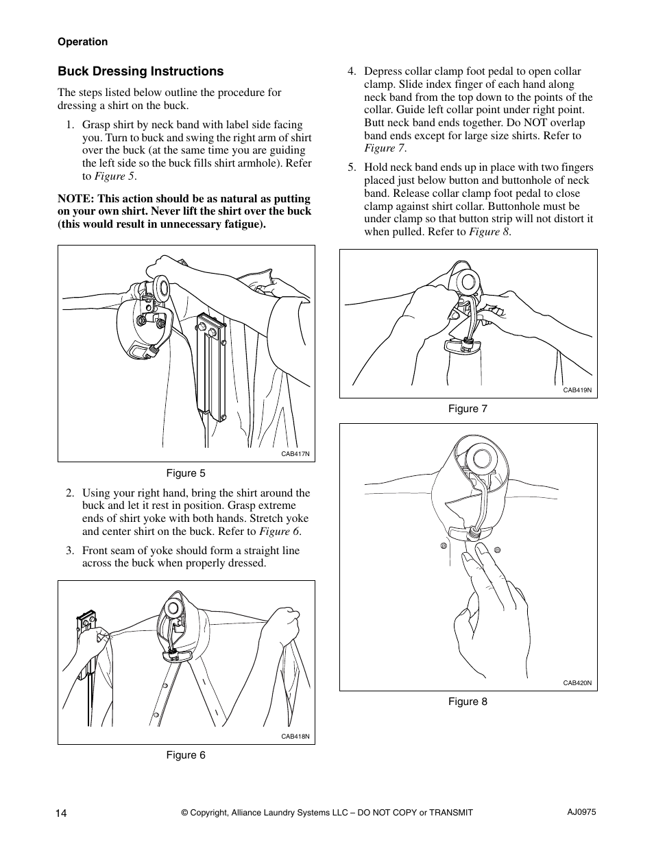 Buck dressing instructions | Cissell CAB438C User Manual | Page 16 / 32